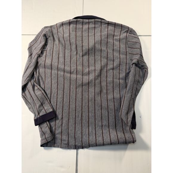 Mens Vintage Soprano Style Paradox MT/LT Navy Pin Stripe Long Sleeve Polo - Picture 2 of 8